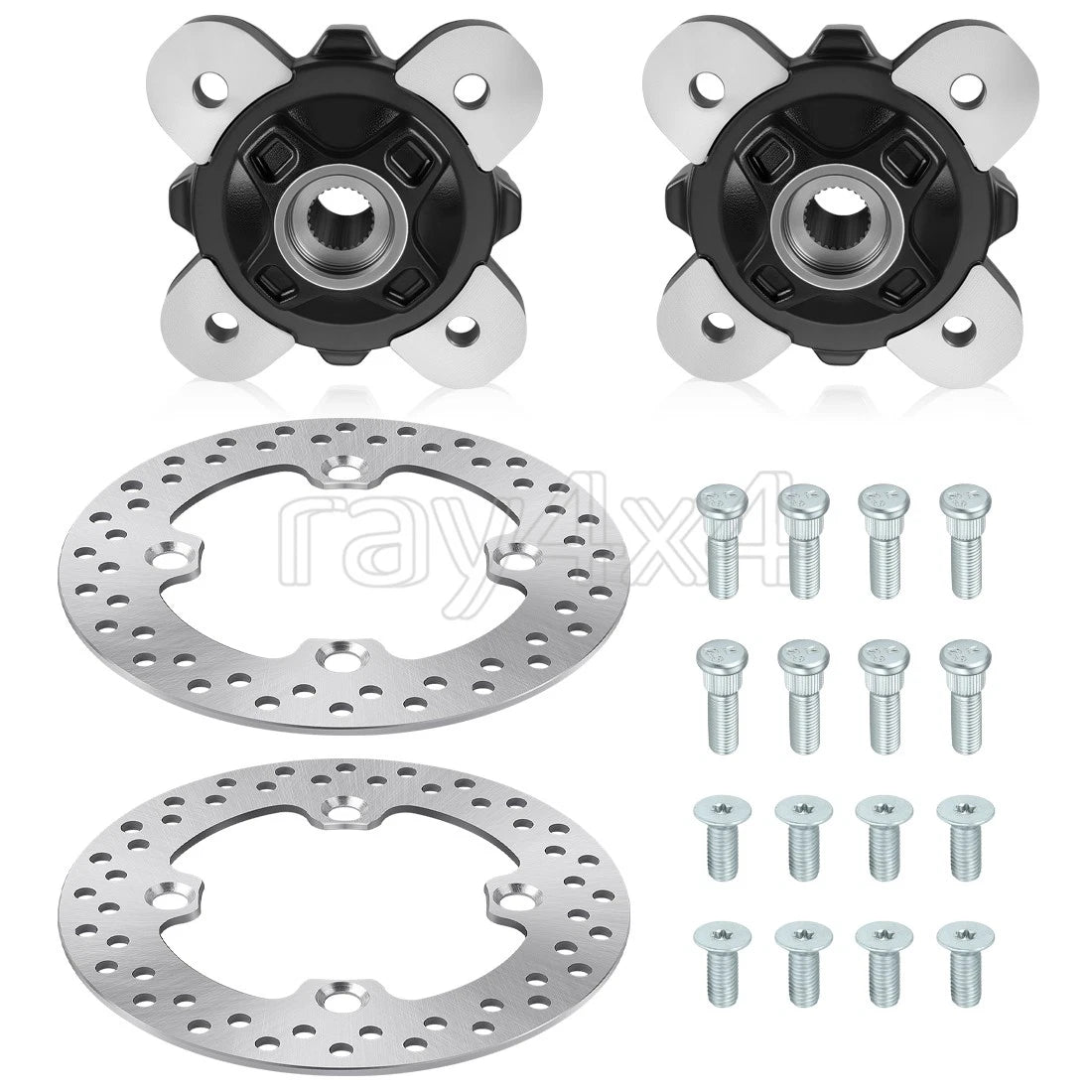 2X Front Wheel Hubs w/ Rotors & Studs for Polaris Ranger 1000 Crew XP (2017–2018)