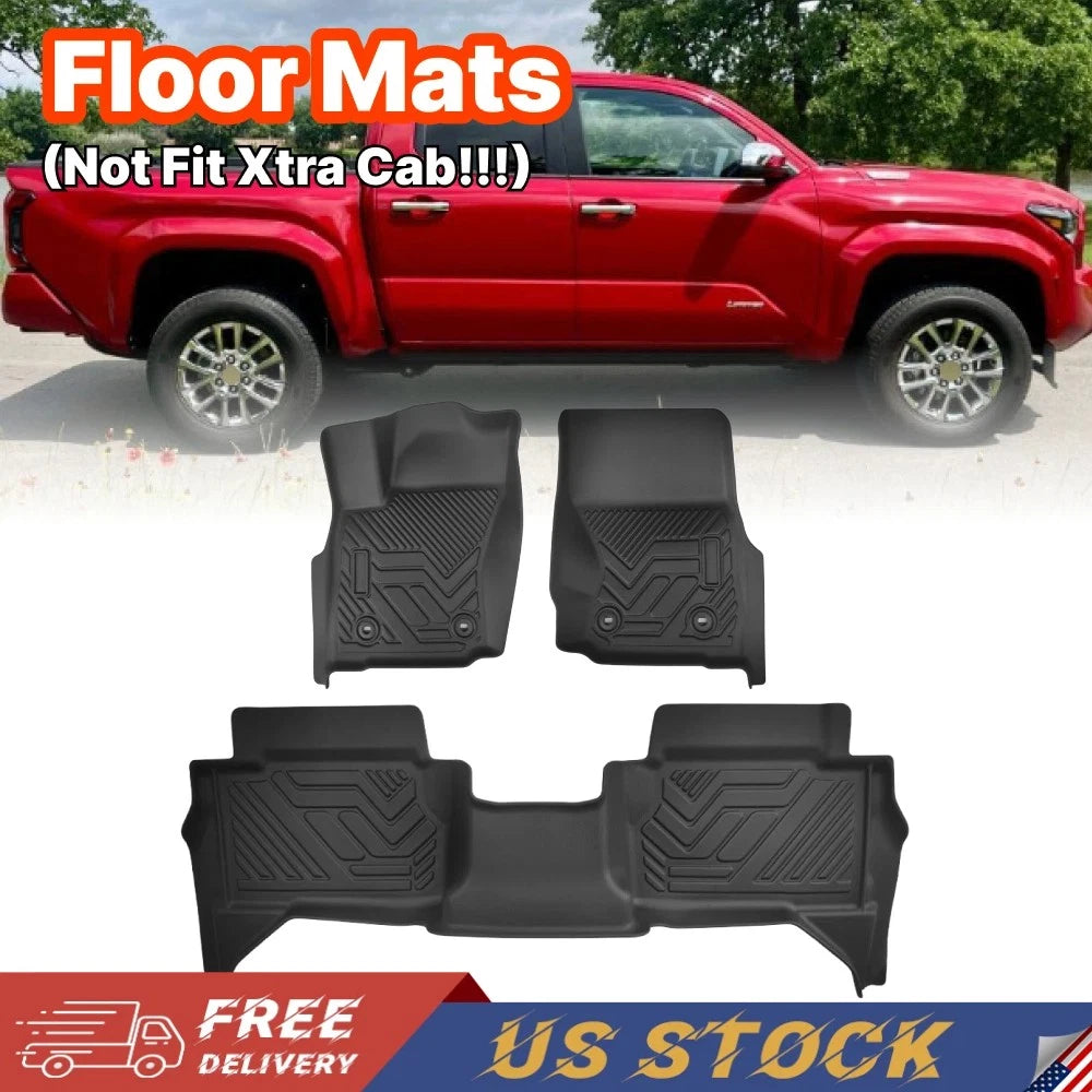 Set of 2 All Weather TPE Floor Mats for Toyota Tacoma Double Cab (2024–2025)