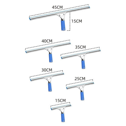Blue Glass Scraper Squeegee with Stainless Steel Frame and Ergonomic Handle