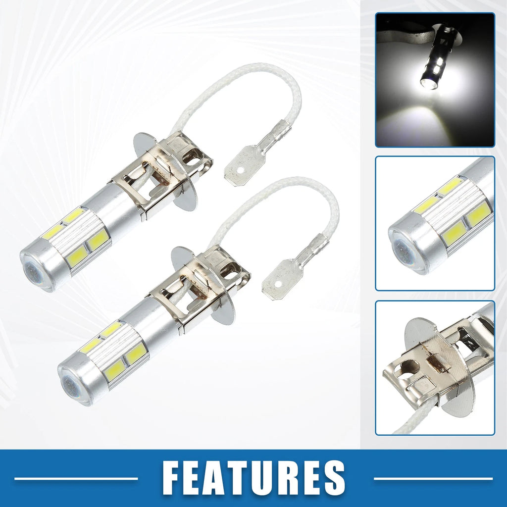H3 Fog Light Bulbs for Car (12V, 5730 Chips, Aluminum, White)