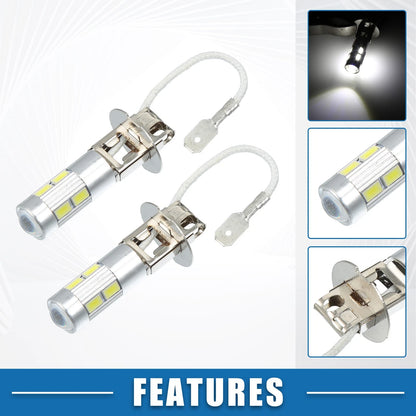 H3 Fog Light Bulbs for Car (12V, 5730 Chips, Aluminum, White)