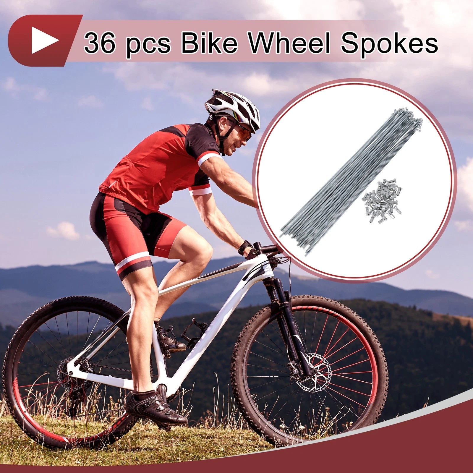 Bicycle Spokes Set 269mm 45 Steel Galvanized for 12G Wheel (36 Pack)
