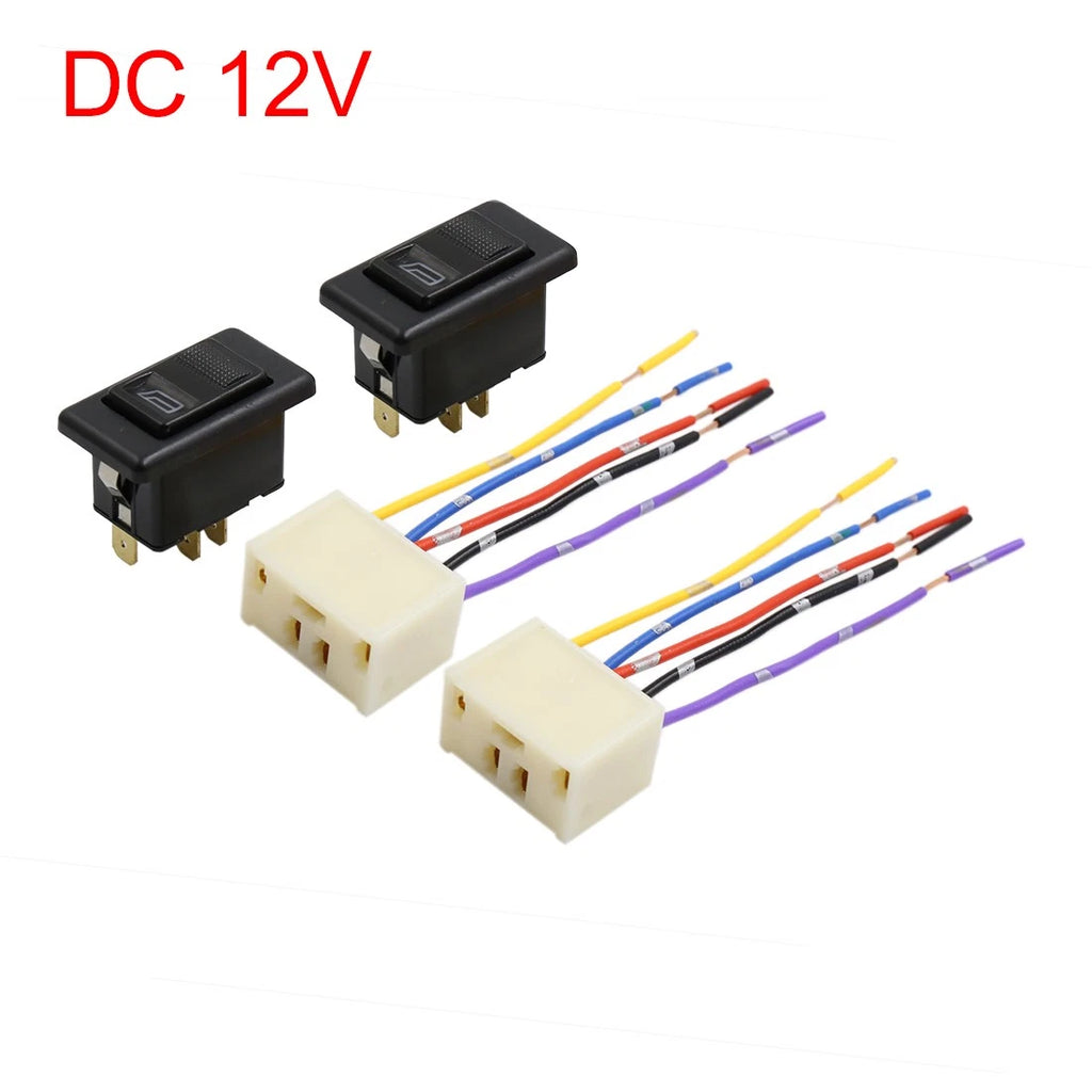 5 Pin Power Window Switch with Wiring Harness for Car (DC 12V)