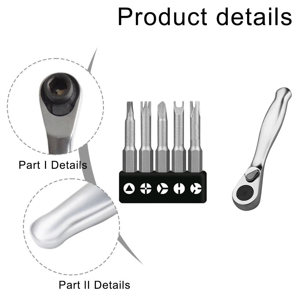 Compact Ratchet Handle with 5 Specialty Bits for Electronics (2010–2023)