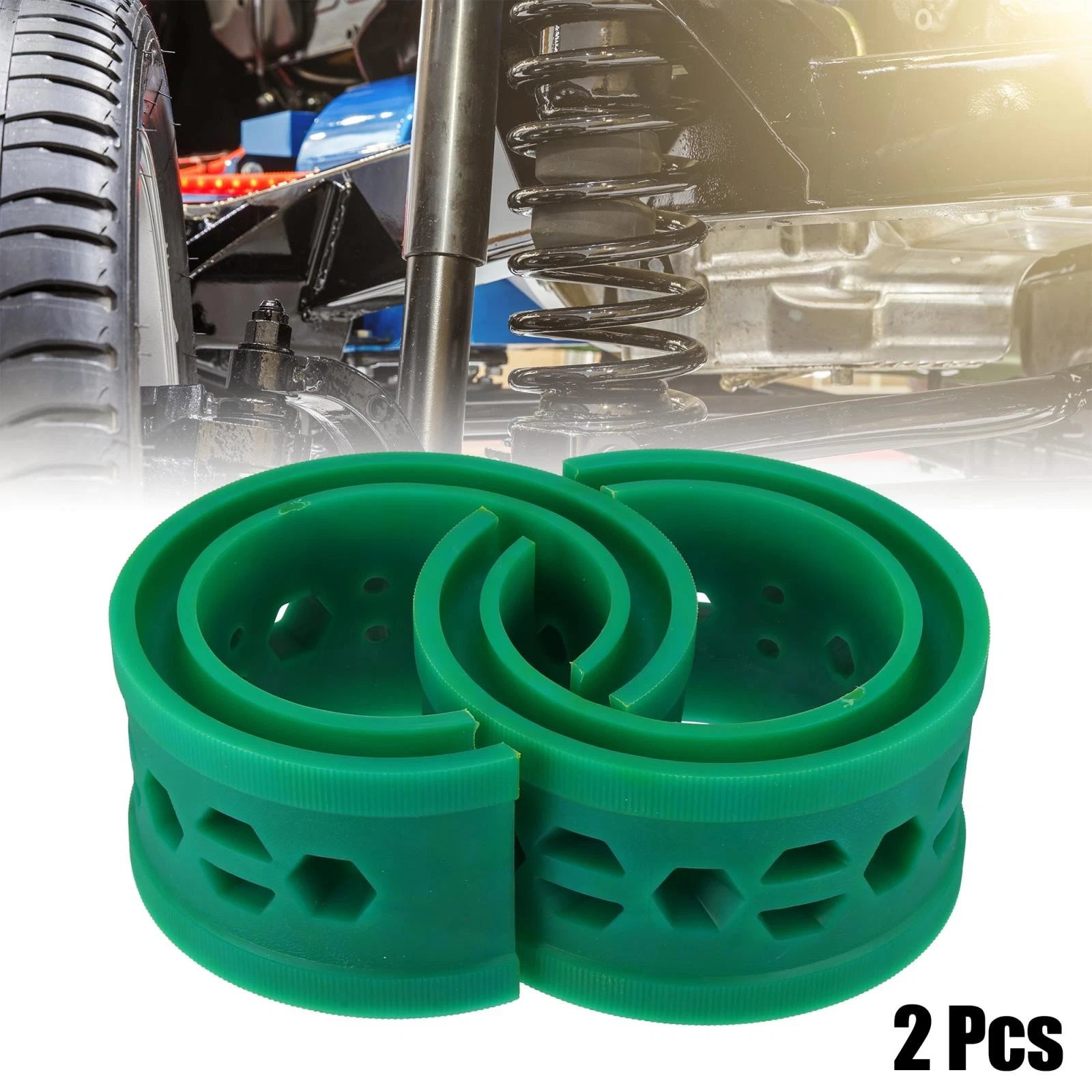 2X Green Coil Spring Rubber Buffer for Ford Chevy (Universal A+ Type)