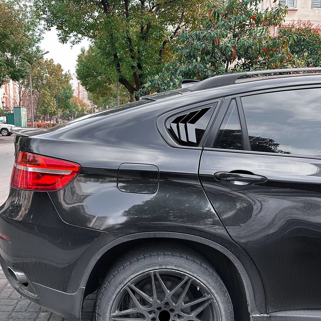 Gloss Black Rear Window Quarter Vent Louver Covers for BMW X6 E71 E72 (2008–2014)