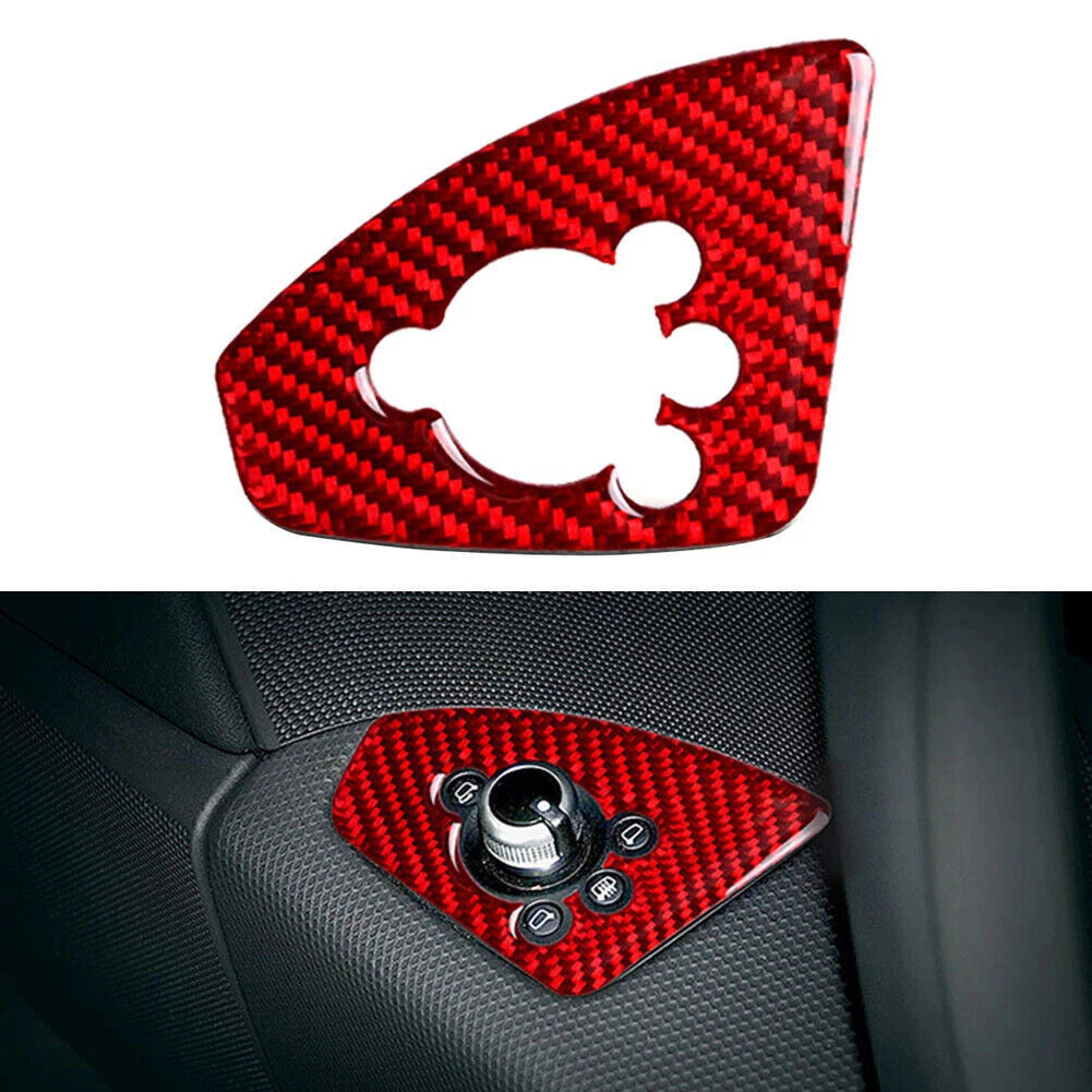 Interior Door Lock Button Cover Trim Carbon Fiber Fit Audi TT TTRS 2008 - 14 Red