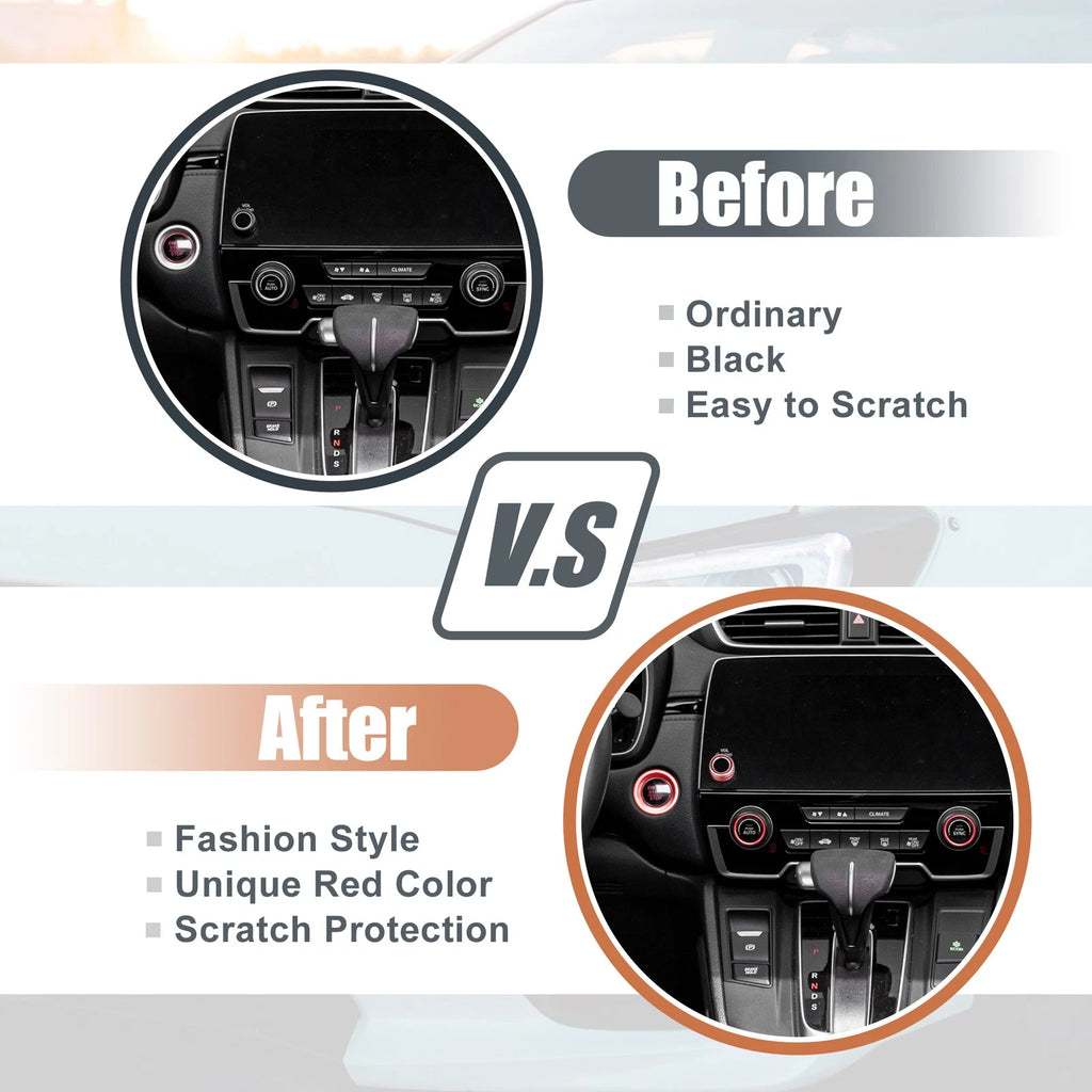 4pc A/C Knob Cover Set Volume Knob Start Stop Ring for Honda CRV (2017–2021)