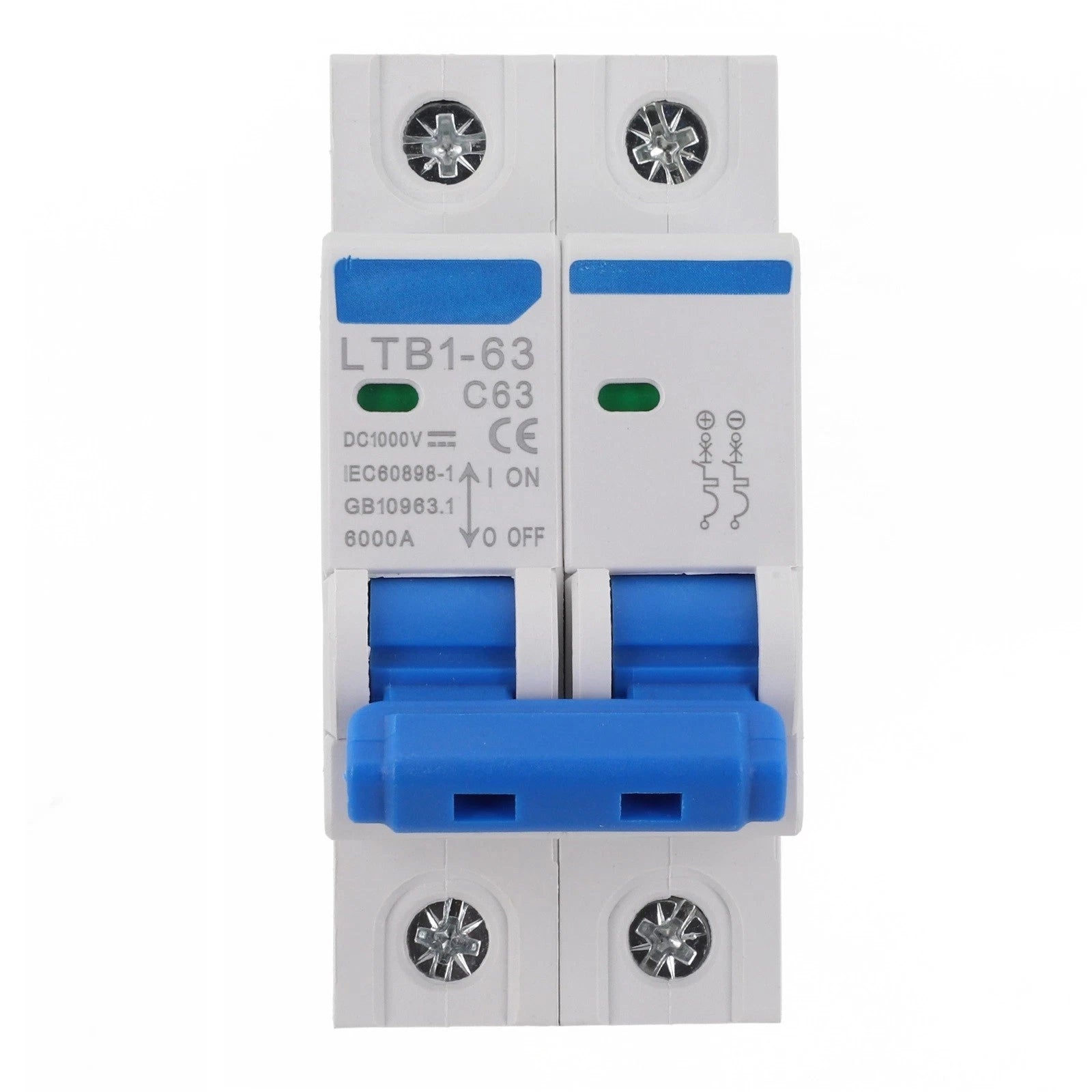 2 Pole 63A DC Circuit Breaker for Solar PV Disconnect Switch (1000V)