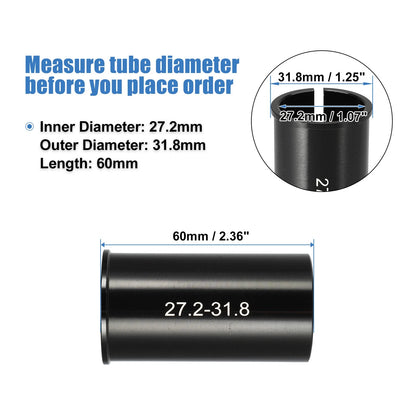 Bicycle Seat Post Adapter Reducing Sleeve 27.2 to 31.8mm for Universal Fit