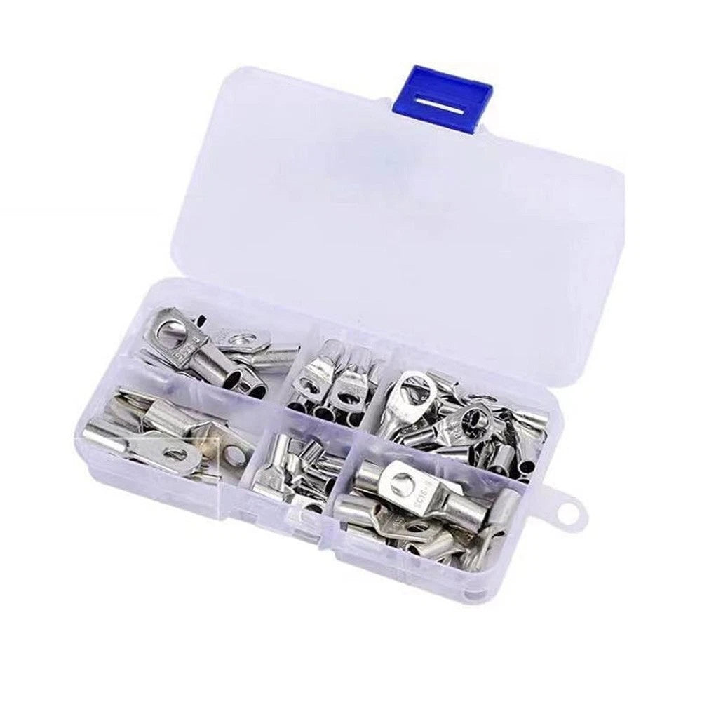 60PCS Copper Ring Lug Terminals Electrical Cable Connectors for Battery