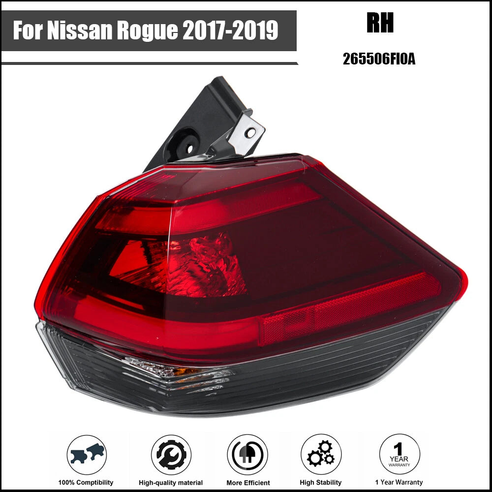 Tail Light Lamp for Nissan Rogue (2017–2019) Right Side Clear Lens