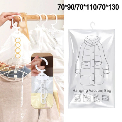 2X Hanging Vacuum Storage Bags with Double Zipper Seal for Clothes