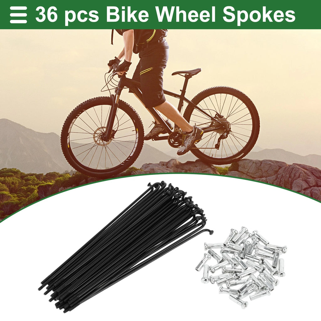 Bicycle Spokes Nipple Set 14G 133mm Carbon Steel Black Universal