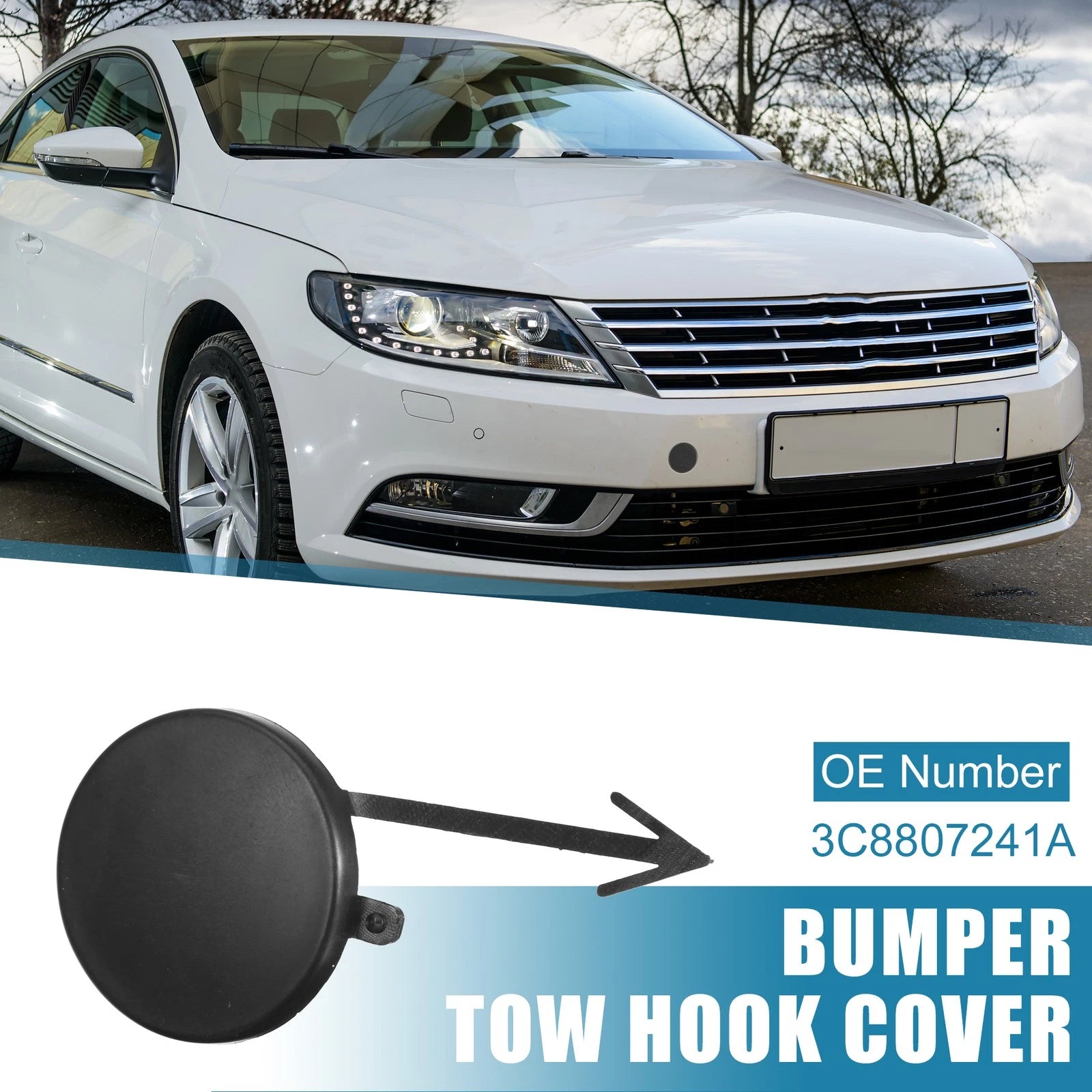 Front Bumper Tow Hook Cover Matte Black for Volkswagen Passat CC (2010–2015)