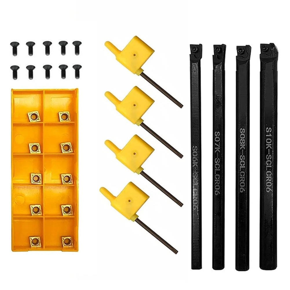 Set of 4 Boring Bar Tool Holders for CNC Machining with Carbide Inserts