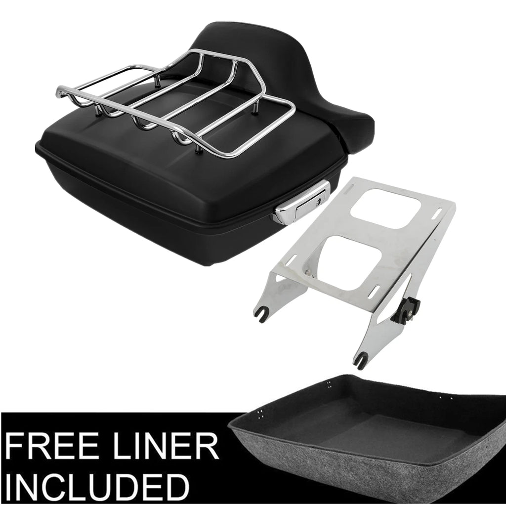 Matte Chopped Trunk Backrest Pad Mount Rack for Harley Touring Glide (2014–2026)