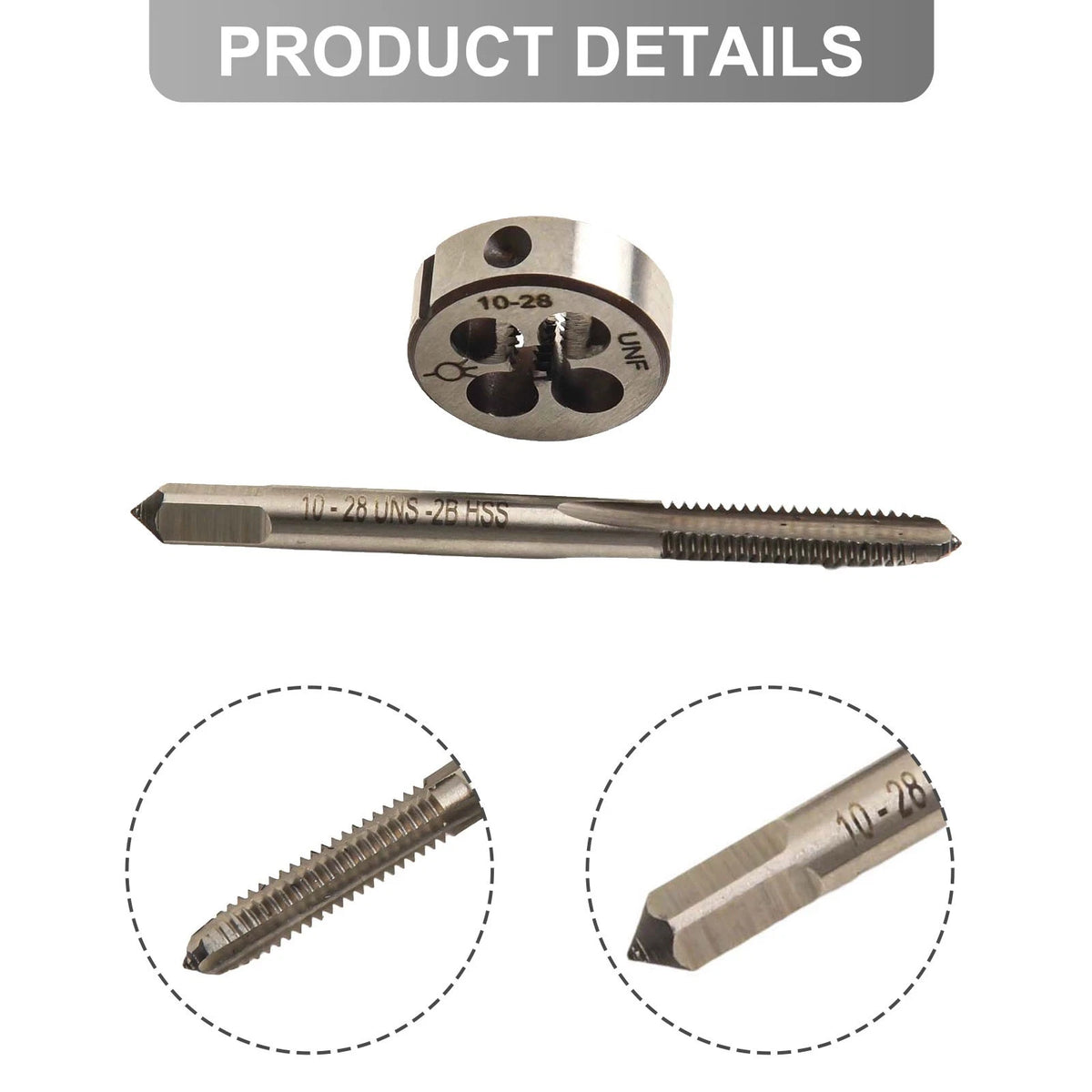 Tap and Die Set HSS 10-28 UNS Right-Hand for CNC Workholding
