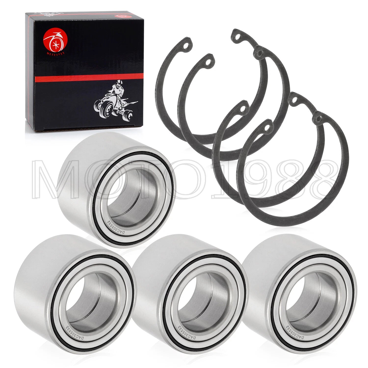 Set of 4 Wheel Bearings 30x55x32mm + Circlip for Yamaha Grizzly 550 660 700