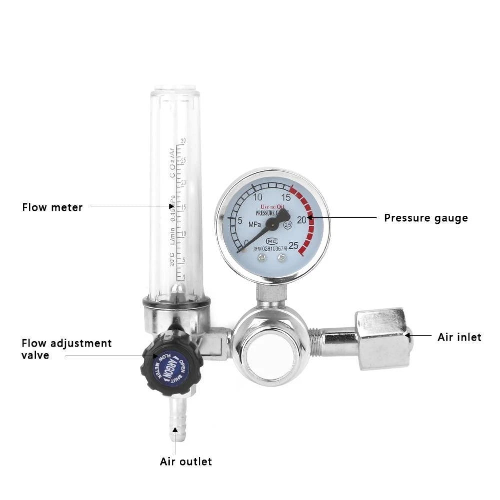 Gas Argon Flow Meter Pressure Regulator Gauge for Weld Mig Tig