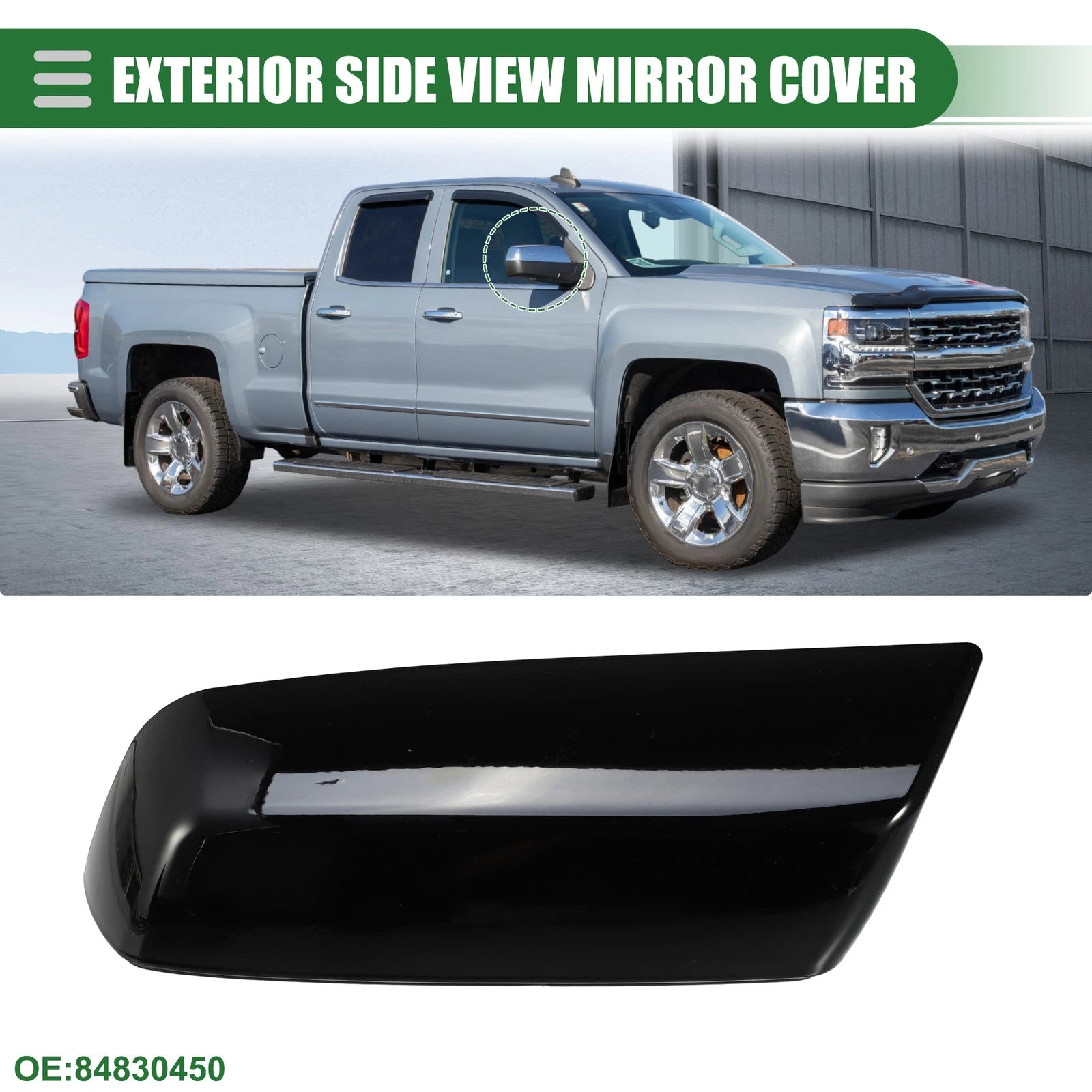 Left Rearview Mirror Cap Replacement for Chevrolet Silverado 1500 (2014–2020)