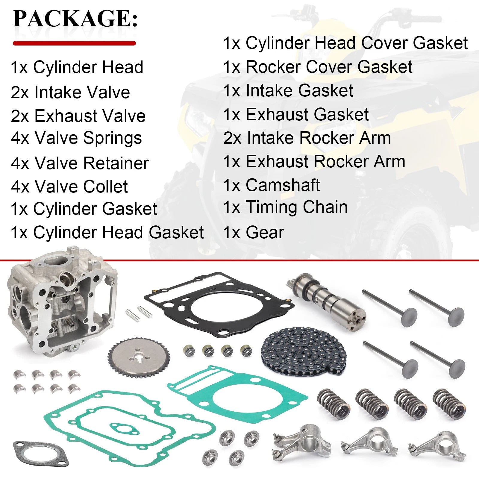 Engine Cylinder Head + Rocker Arm Camshaft Kit for Polaris Sportsman (2000–2007)