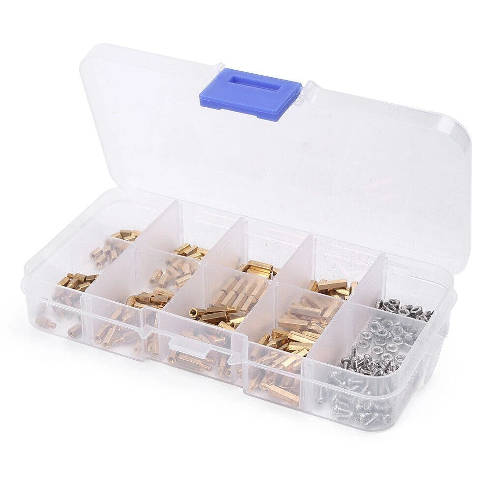 300pcs M2 Brass Hex Column Standoff Spacer Screw Nut Assortment