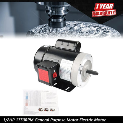 1/2HP Electric Motor 56C for General Purpose (1725 RPM, 1 Phase, TEFC)