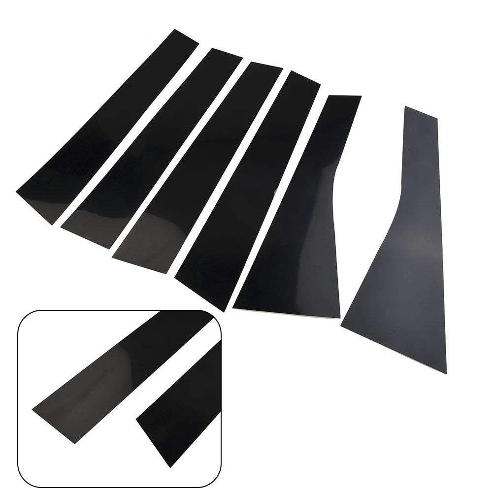 Set of 6 Post Side Trim Pillar Stickers for Black Polycarbonate