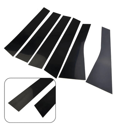 Set of 6 Post Side Trim Pillar Stickers for Black Polycarbonate