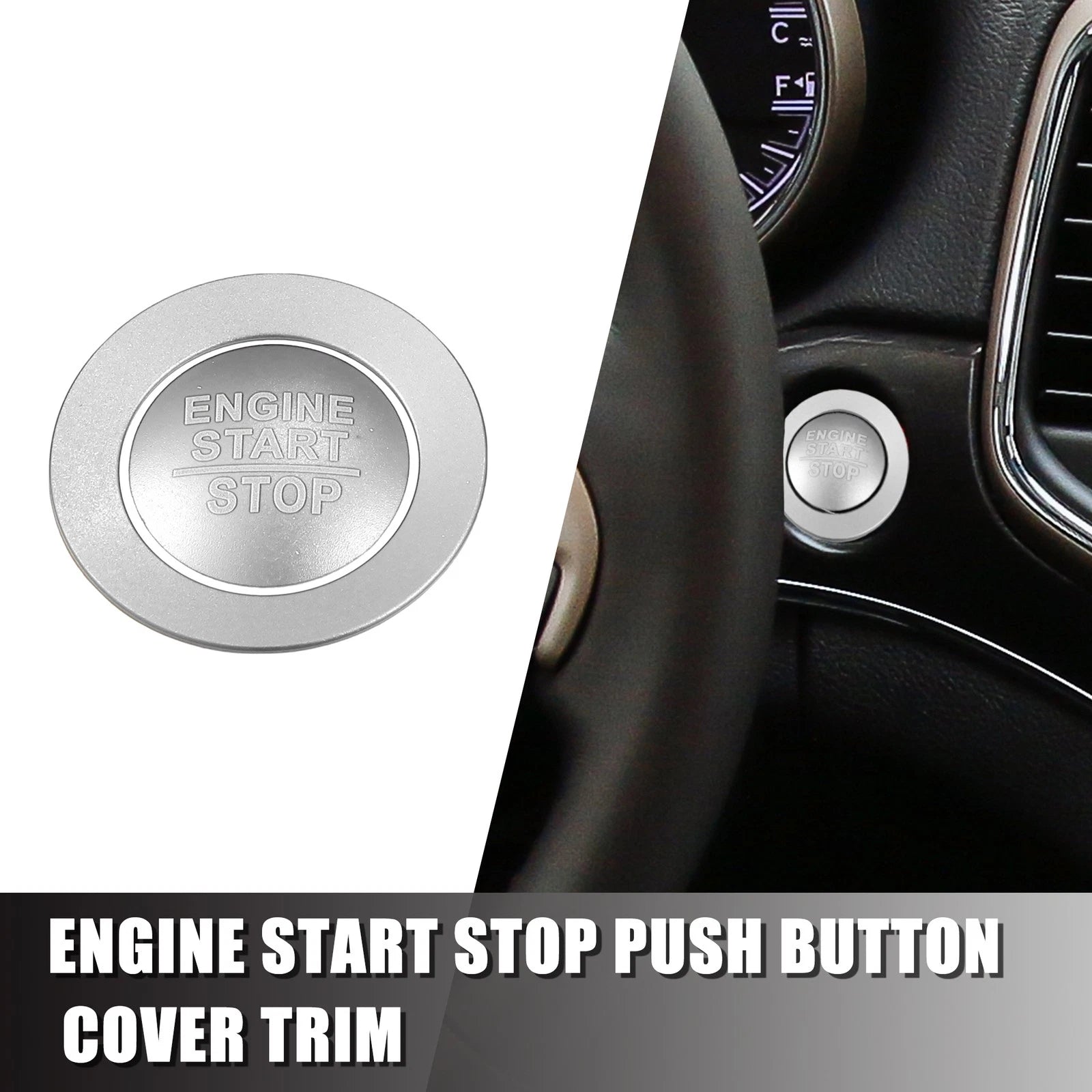 Engine Start Stop Button Cover Kit for Jeep Cherokee for Dodge Silver Tone (2014–2020)
