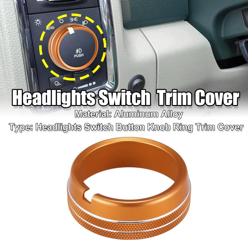 Headlight Switch Button Knob Ring Trim Cover for Dodge Ram (2010–2017) Orange