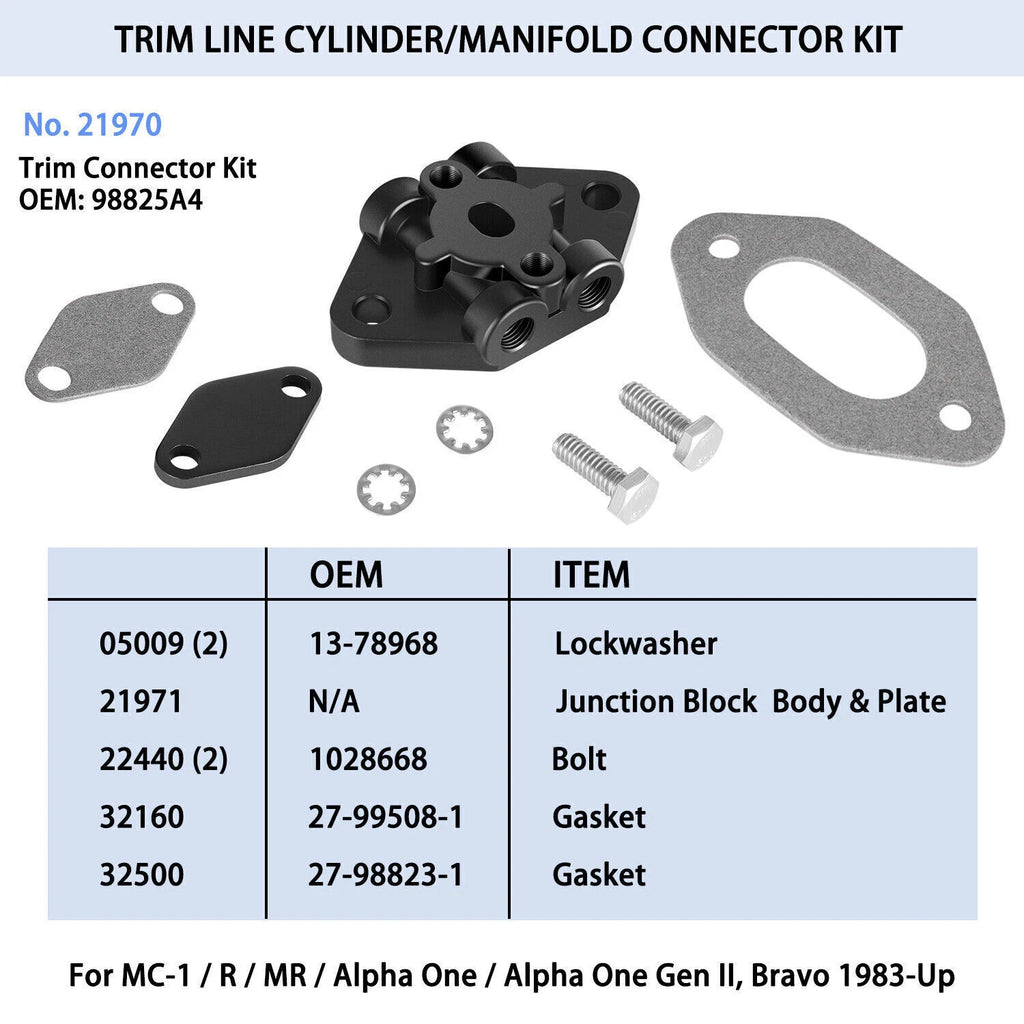 Trim Connector Kit #21970 for Mercruiser Alpha Bravo Drives (Replace 98825A4)