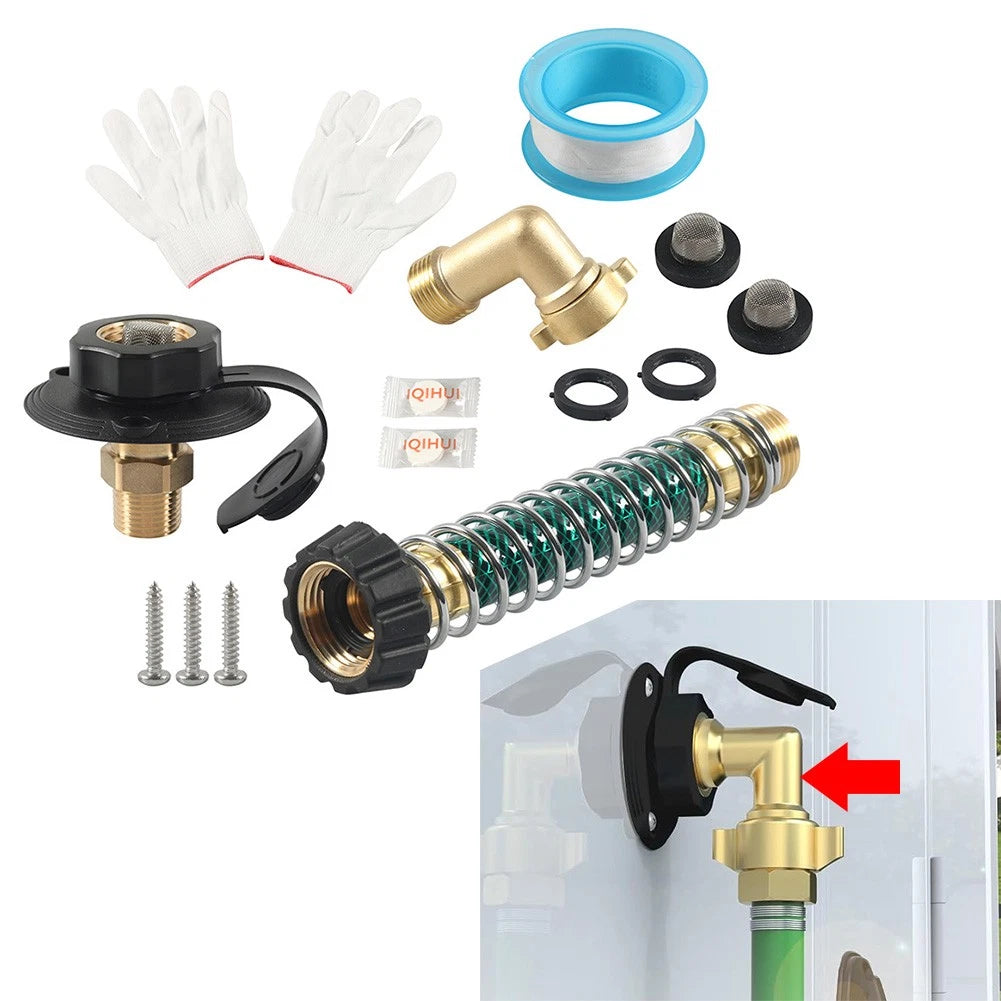 City Water Fill Inlet Kit for RV (Check Valve, Brass Flange)