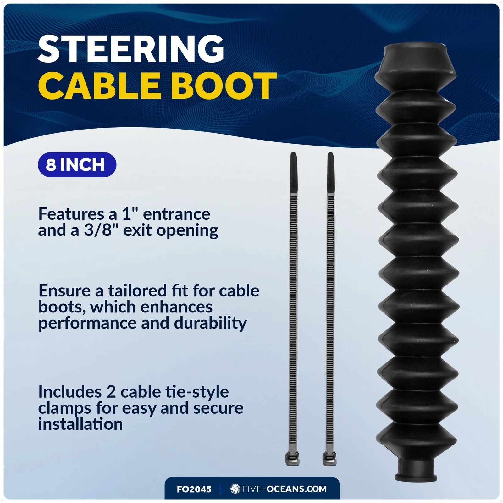 Steering Cable Boot for Five Oceans FO2045 (8 inches)