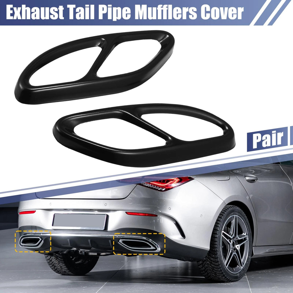 Exhaust Tail Pipe Mufflers Cover Pair for Mercedes-Benz A Class A200 (2016–2019)
