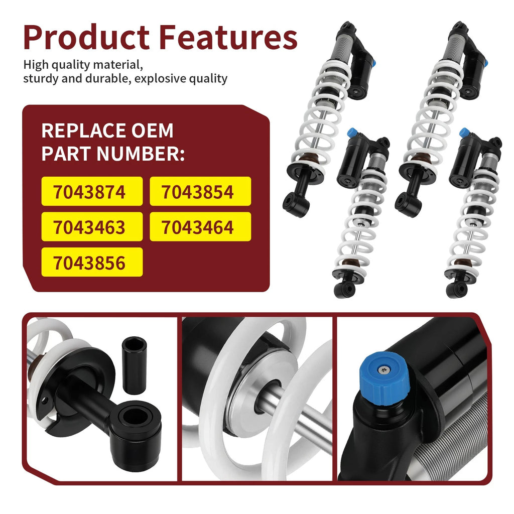 Set of 2 Front Rear Air Shocks Absorber 7043874 7043854 for Polaris Scrambler 850 (2013–2025)