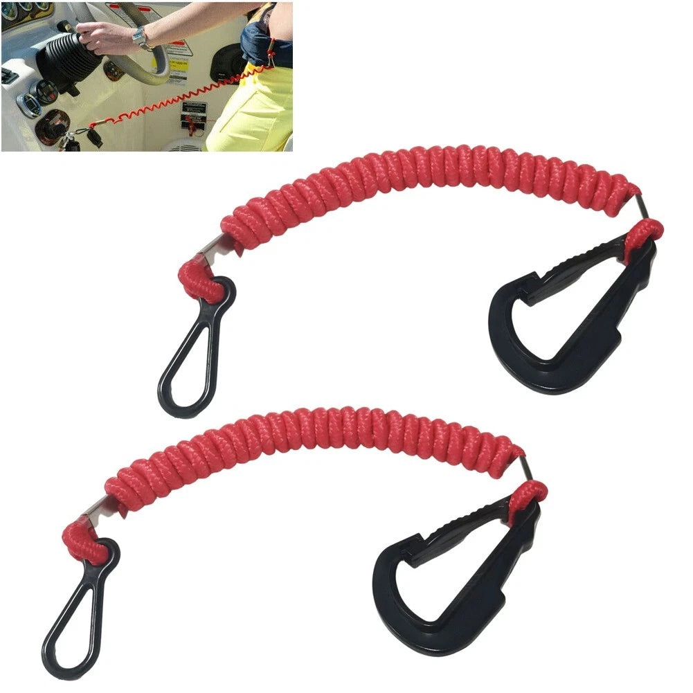 Coiled Woven Nylon Kill Switch Lanyard for Mercury Mercruiser (36")