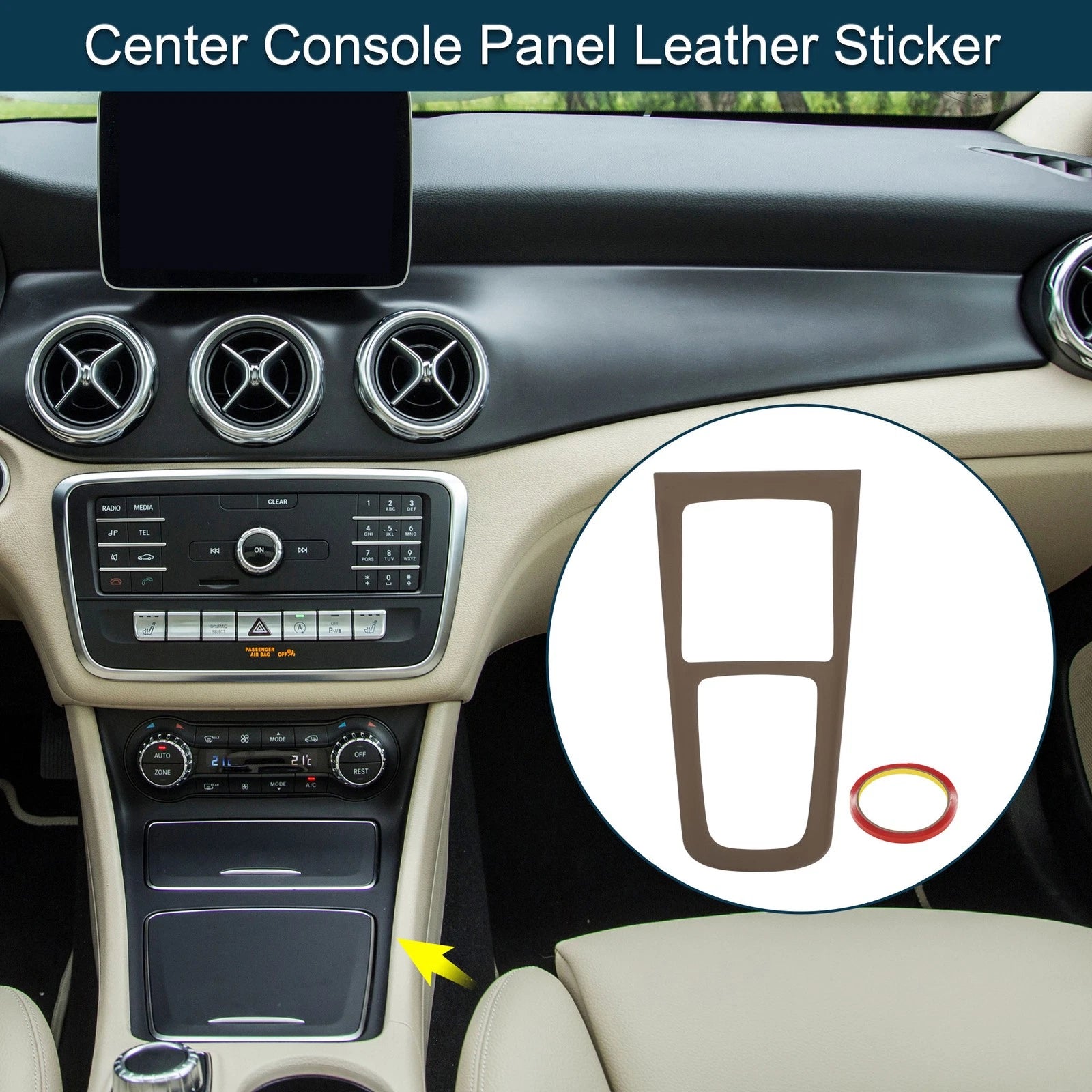 Center Console Panel Sticker Replacement for Mercedes-Benz GLA GLB EQA EQB (2020–2023)