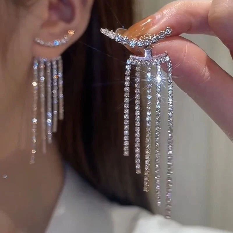 Set of 2 925 Silver Tassel Drop Dangle Earrings for Bride Wedding (2022)
