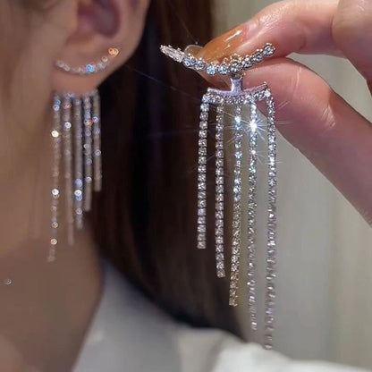 Set of 2 925 Silver Tassel Drop Dangle Earrings for Bride Wedding (2022)