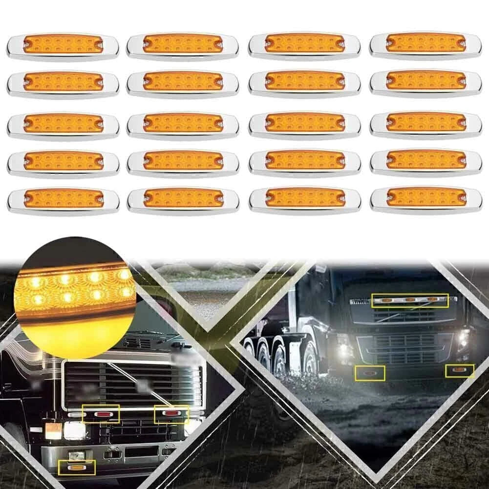 20PCS LED Side Marker Lamp Fish Shape for Truck Trailer