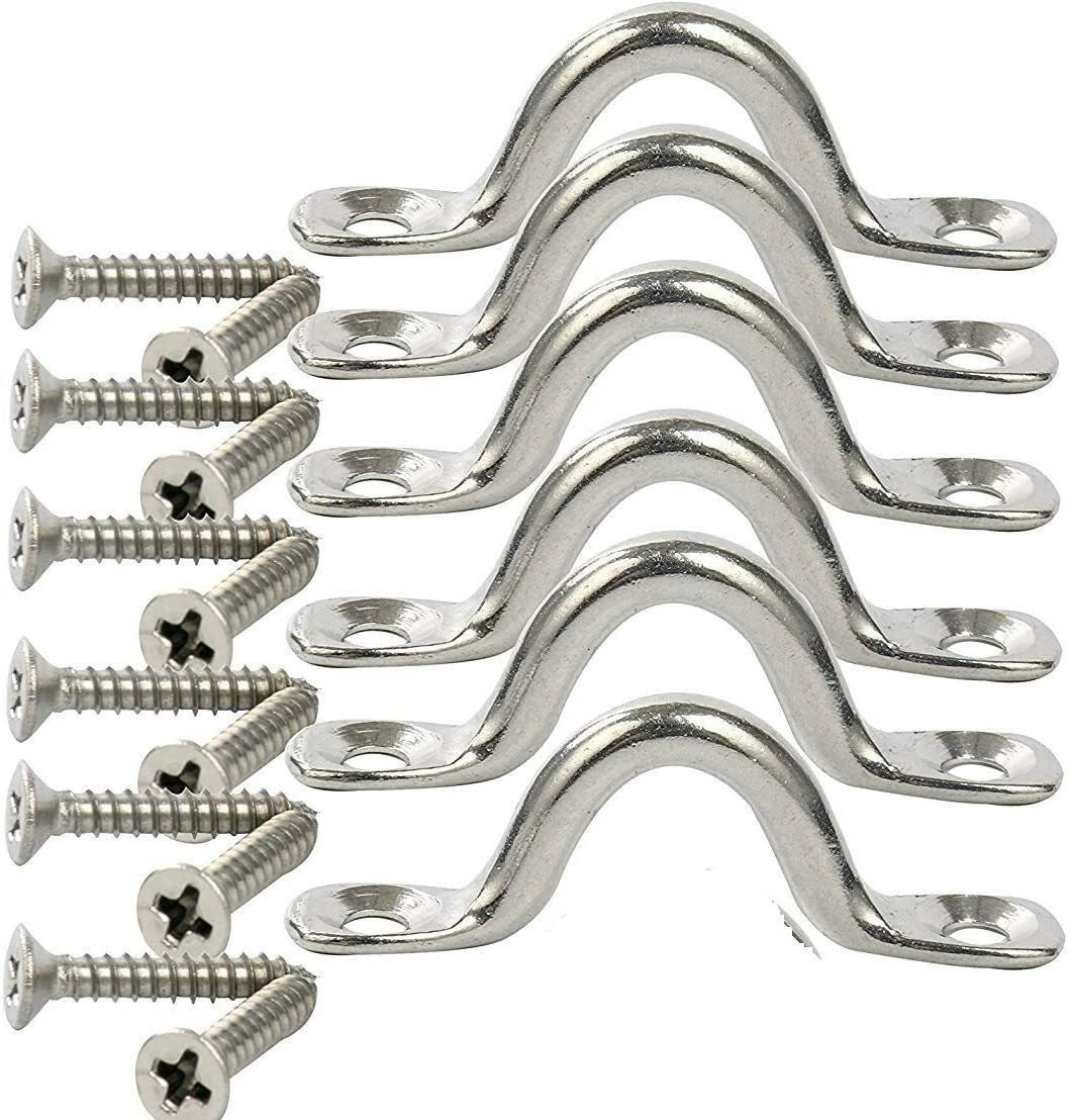6 Pack Stainless Steel Bimini Boat Top Pad Eye for Marine Use