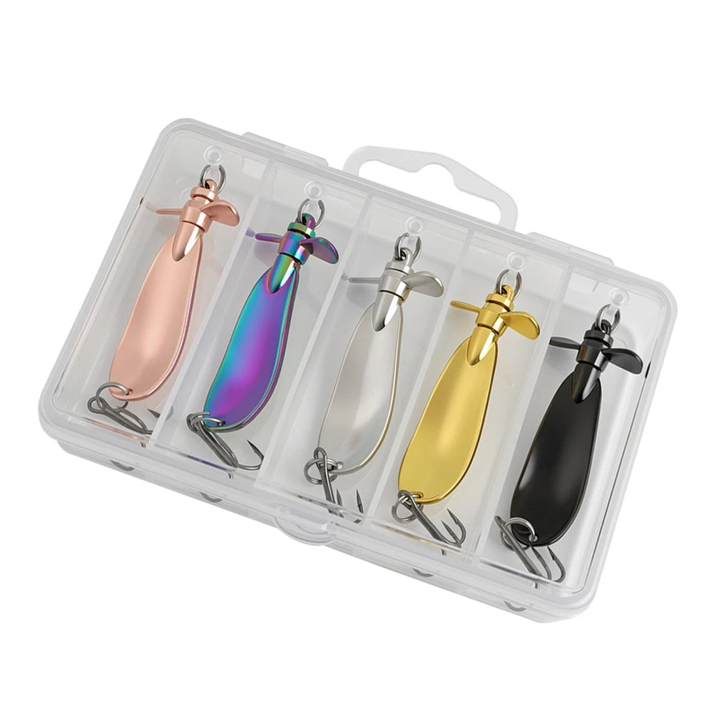 5-Pack Zinc Alloy Propeller Spoon Lure 5.1x1.4cm 10g for Active Casting
