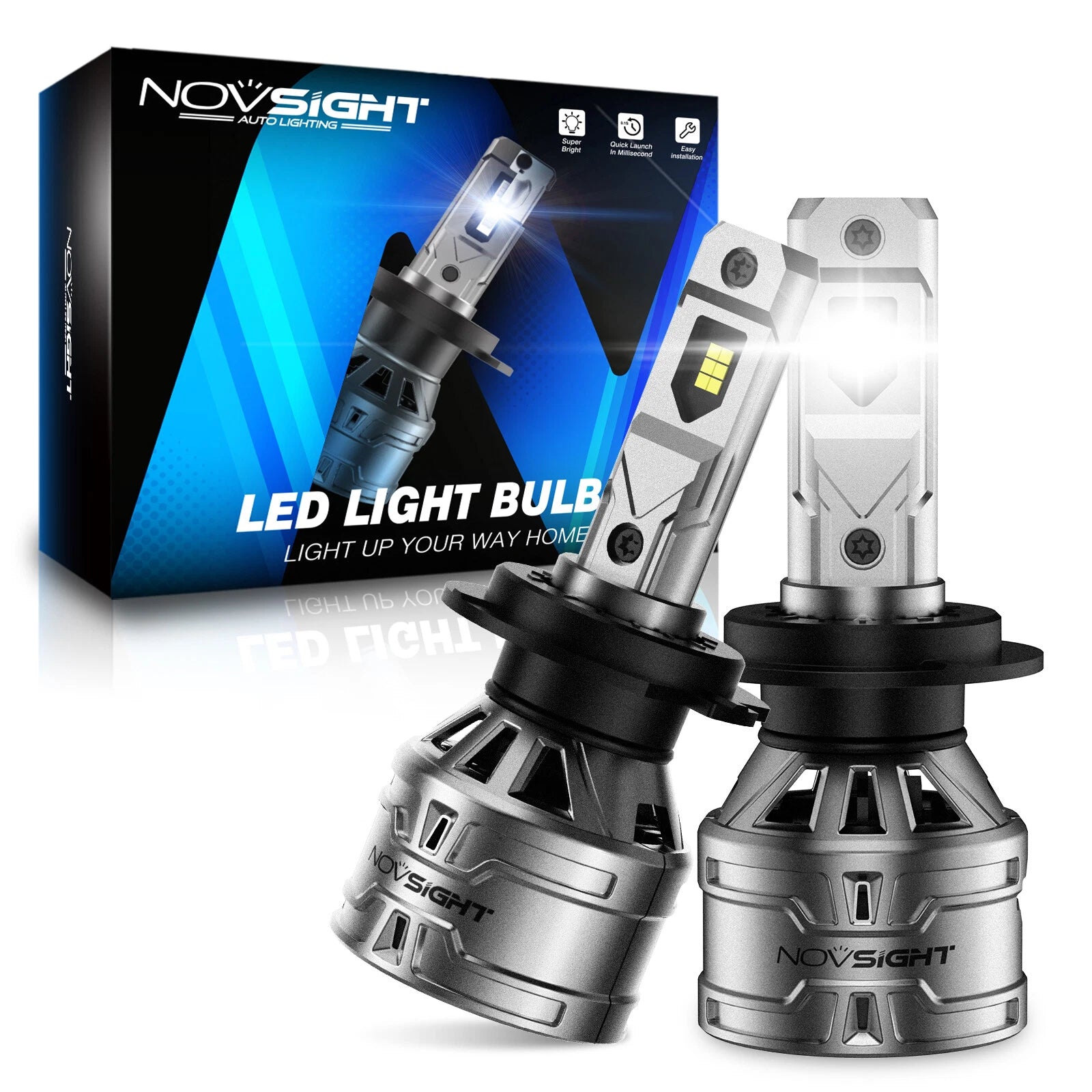 2X H7 LED Headlight Bulbs Conversion Kit for Novsight (6500K, 60W)