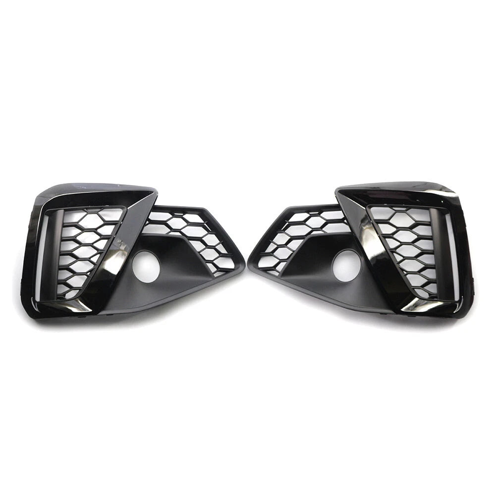 Front Bumper Fog Light Grille for Audi A4L (2020–2022) Gloss Black