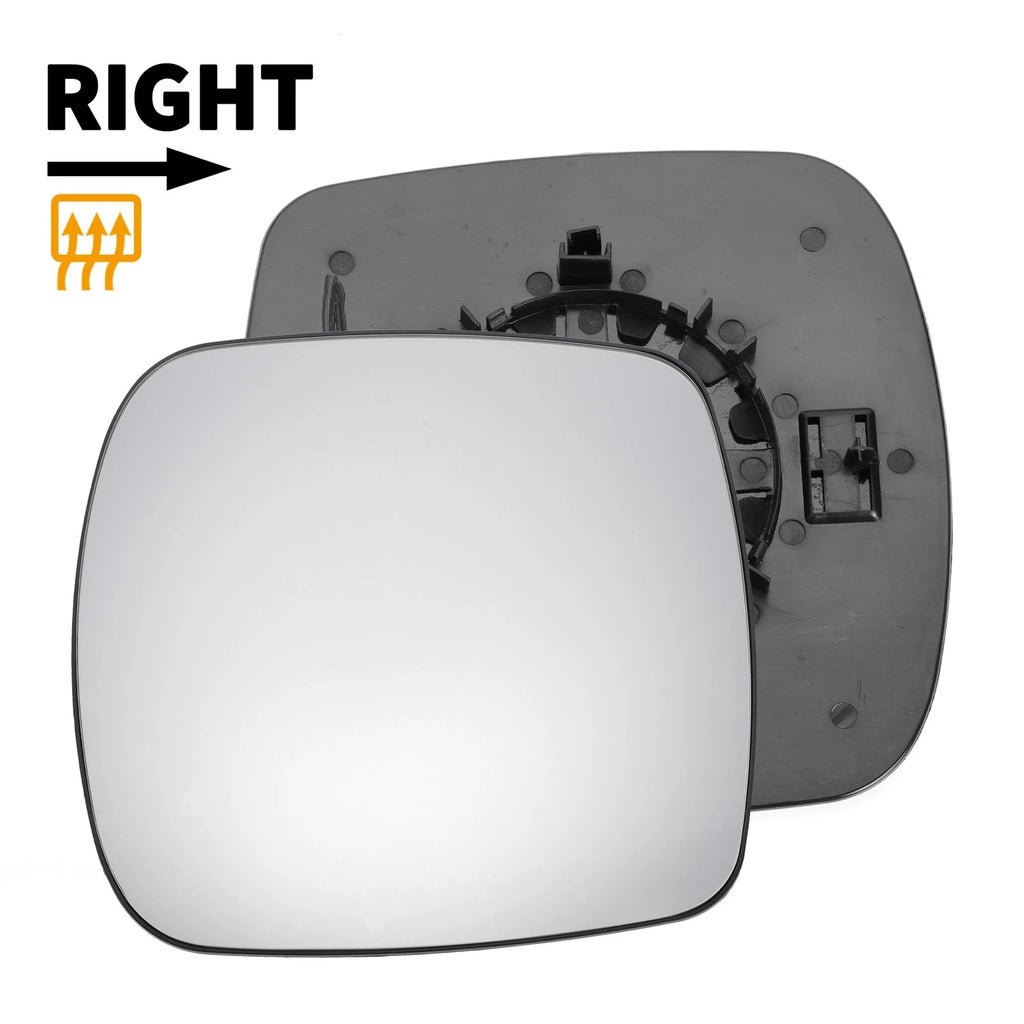 Right Side White Mirror Glass for Renault Kangoo (2008–2012)