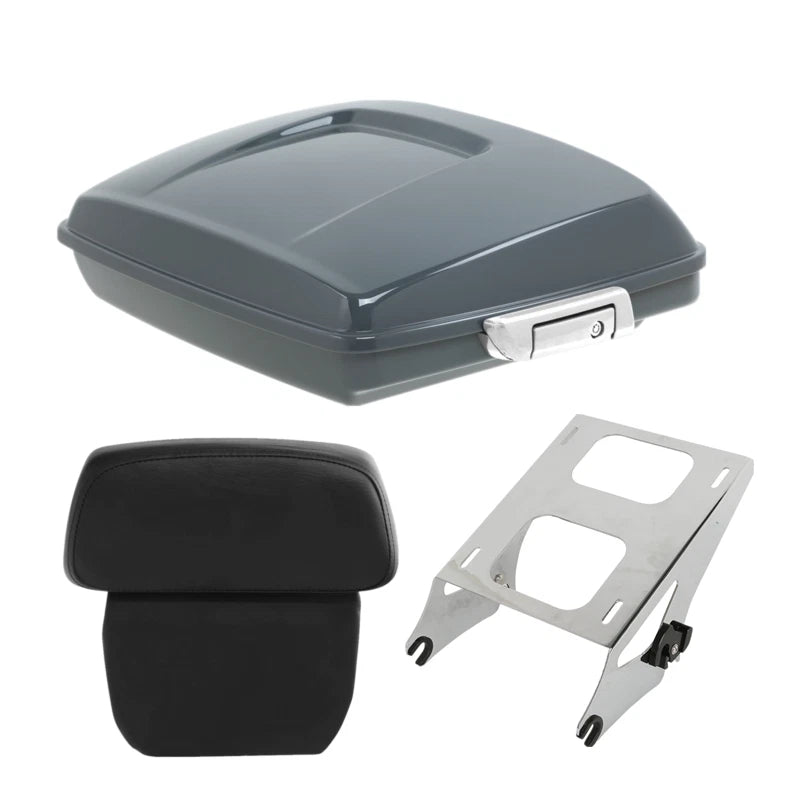 Trunk Backrest Pad Mount Rack for Harley Touring (2014–2025) Gunship Gray