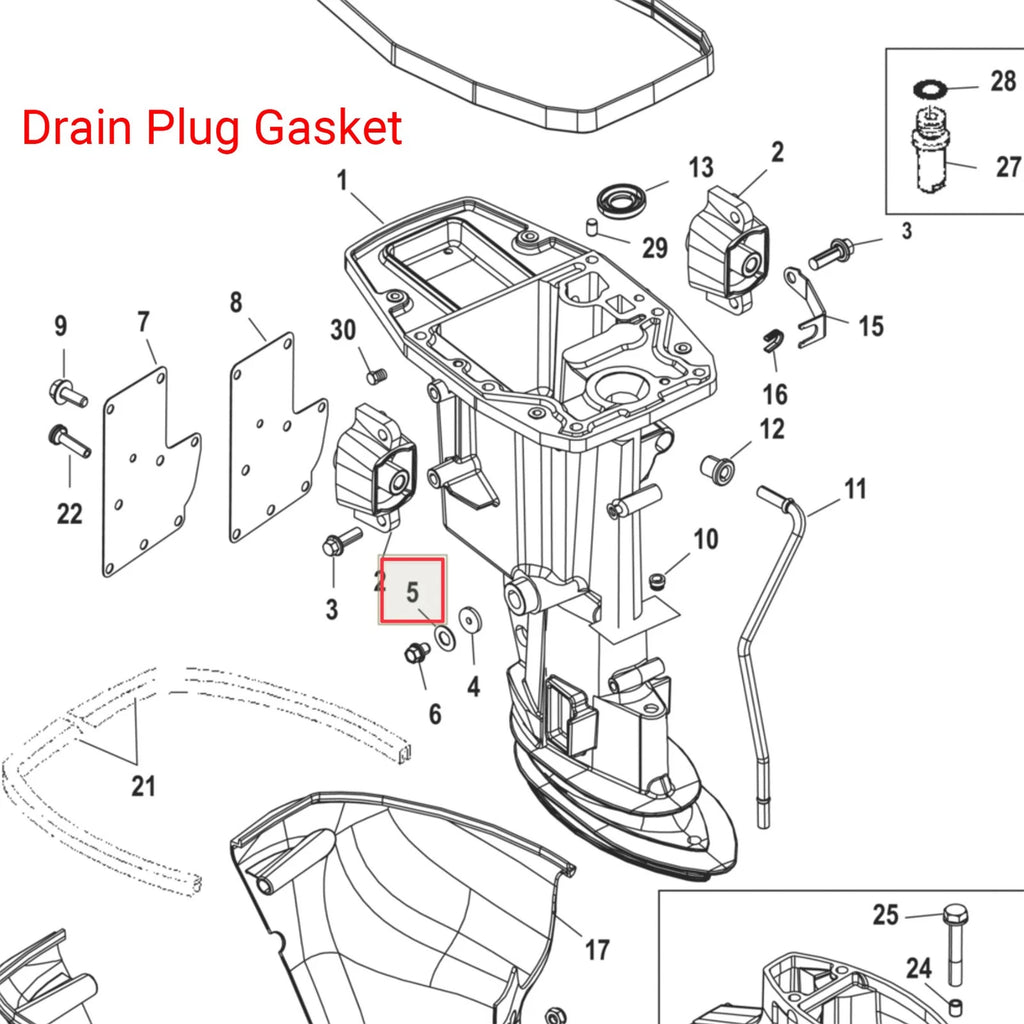 Drain Screw Gasket & Oil Plug Seal for Mercury Outboard (8M0204692, 12-19183)