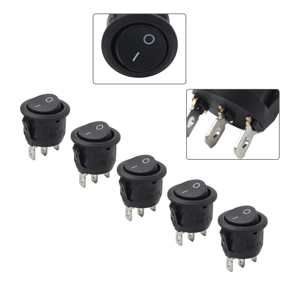 5pcs Boat Rocker Switch Round Toggle Switch 3 pin AC 250V 15A / AC 125V 20A